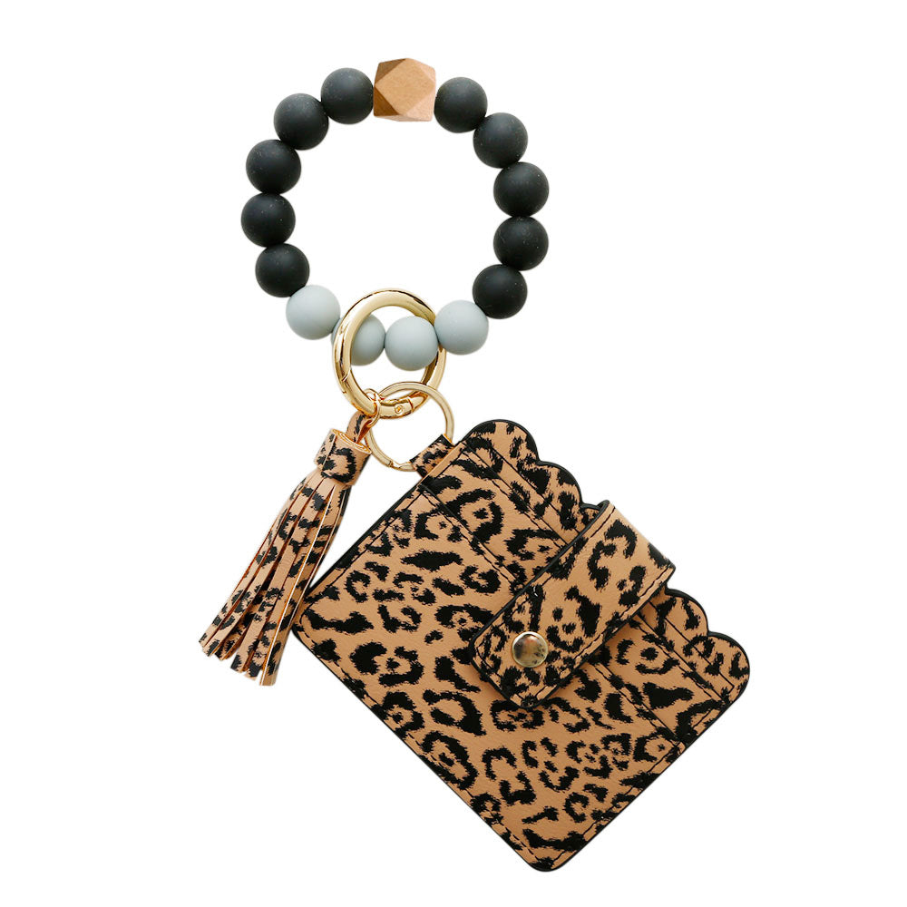 PU Tassel Card Case Silicone Bracelet Key Ring
