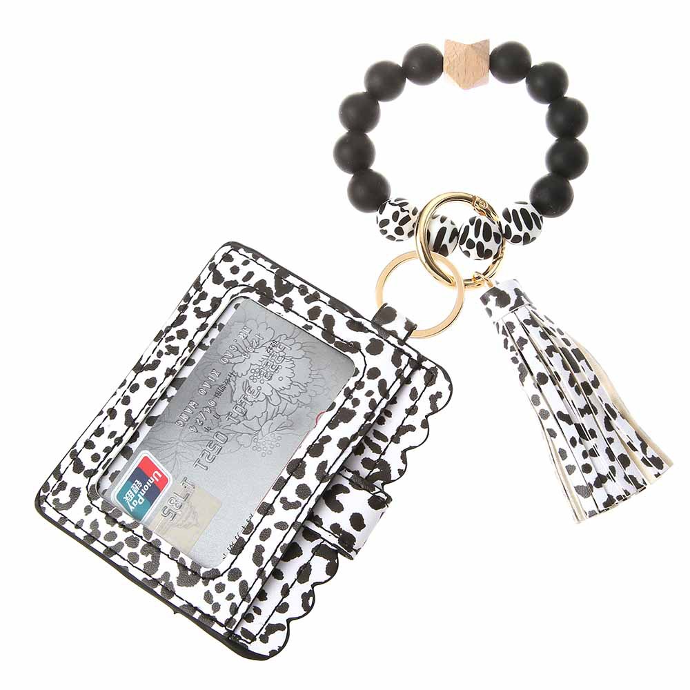PU Tassel Card Case Silicone Bracelet Key Ring