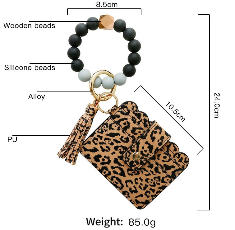 PU Tassel Card Case Silicone Bracelet Key Ring